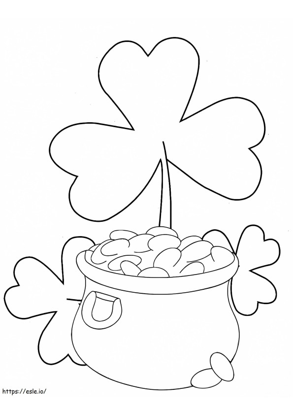 Shamrocks And Pot Of Gold coloring page