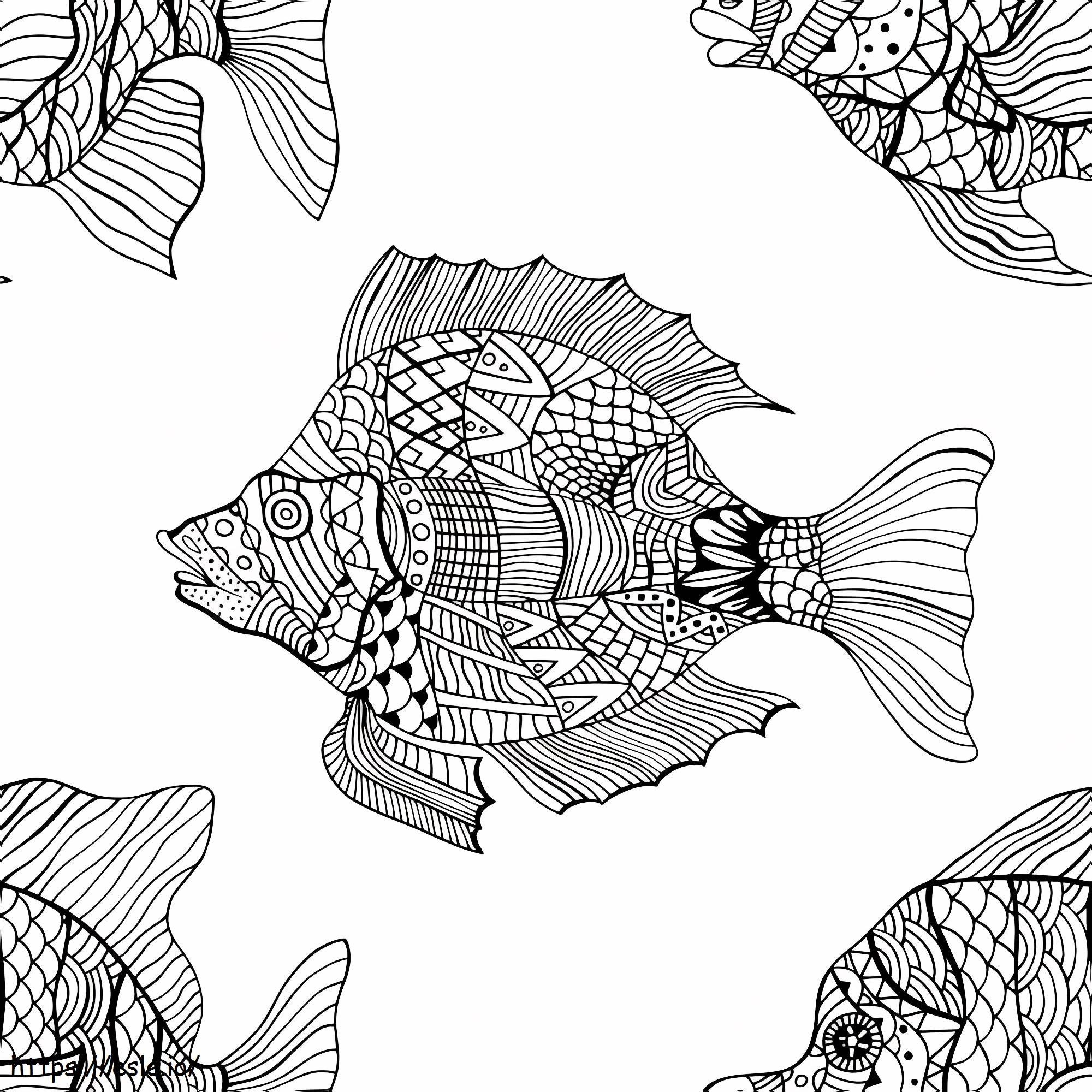 Rainbow Fish Mandala coloring page