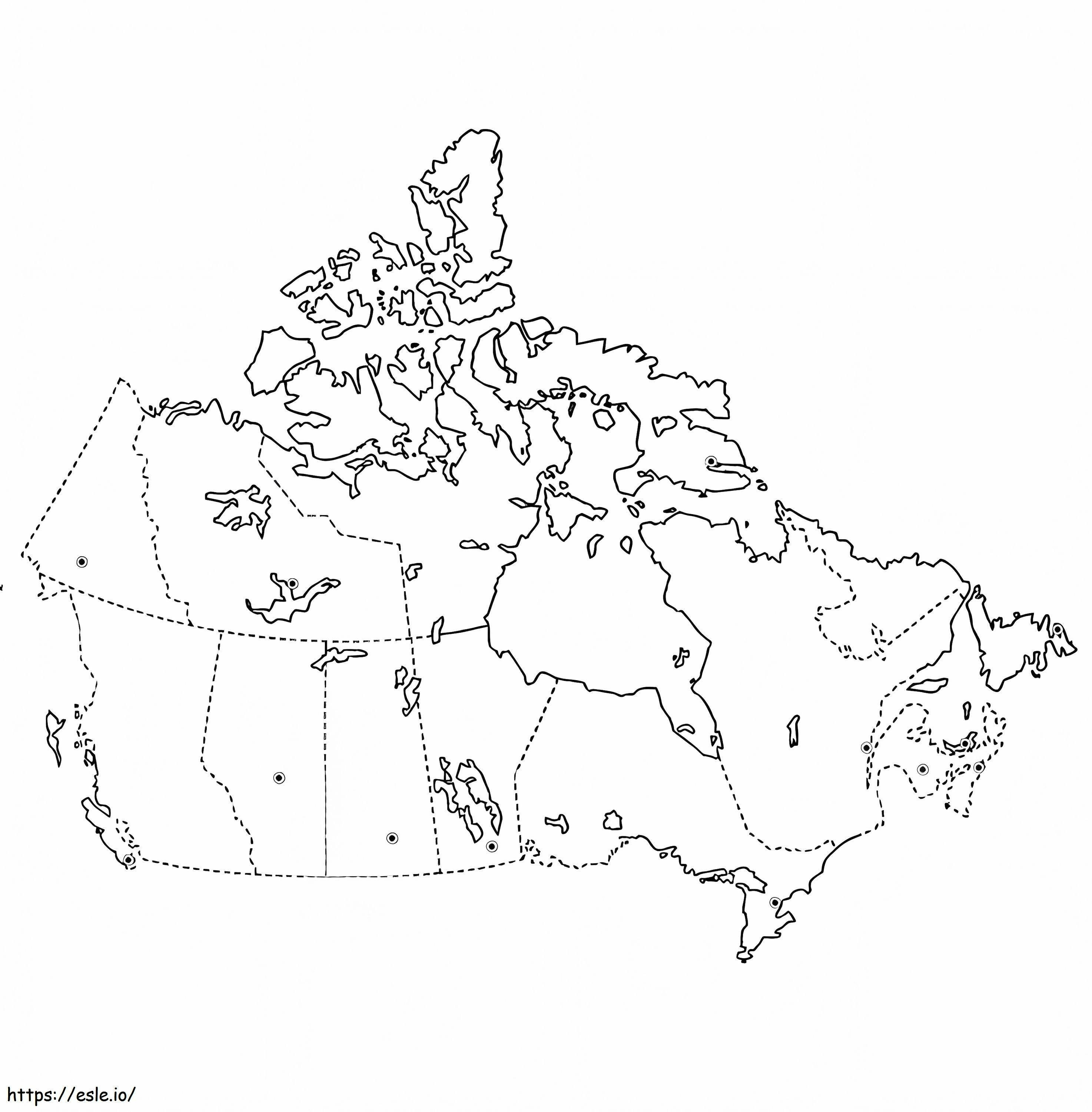 Mapa do Canadá 7 para colorir
