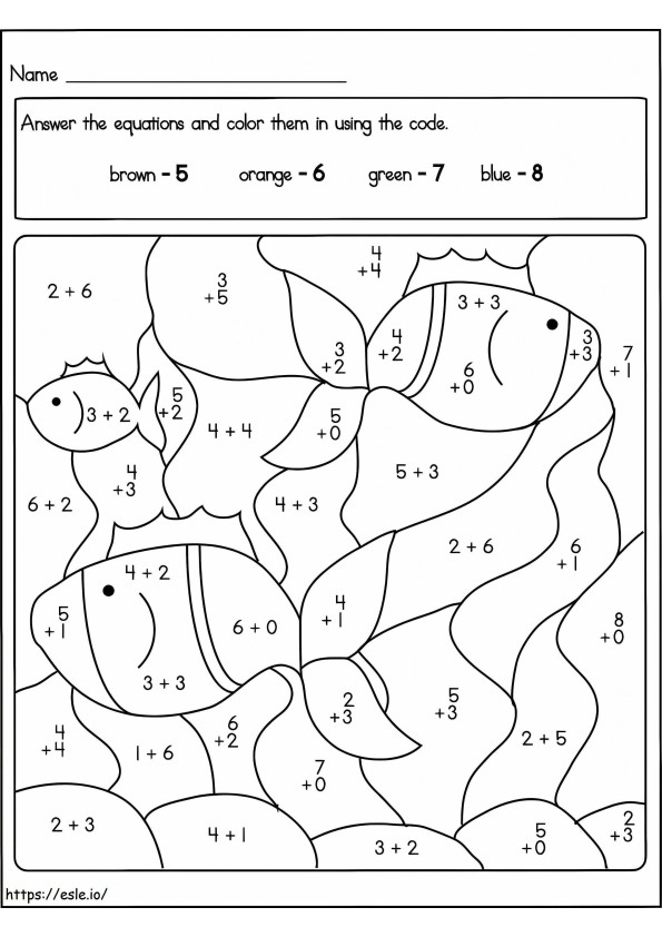 Free Color By Number Addition Worksheet coloring page