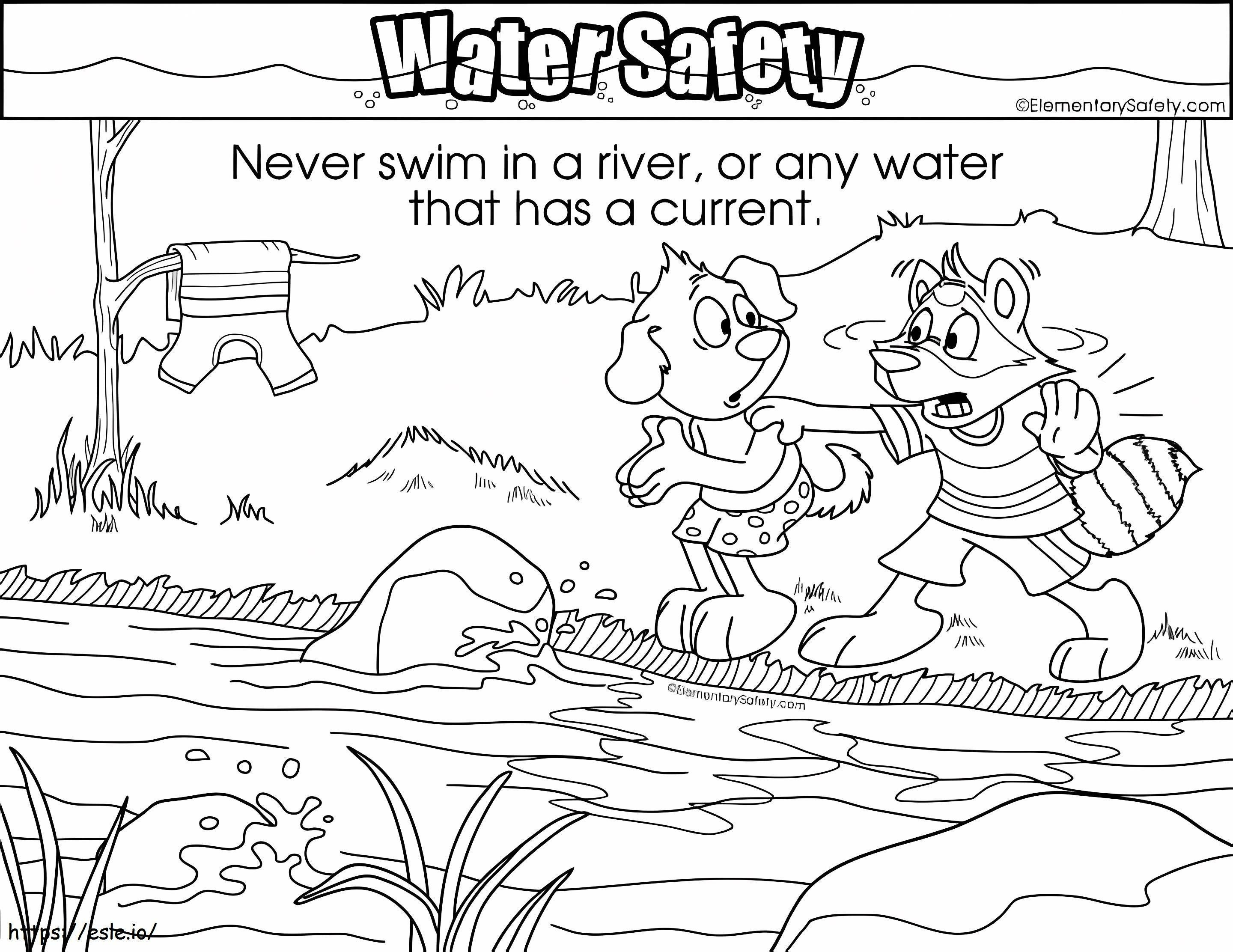 Coloriage Ne nagez jamais dans la rivière à imprimer dessin