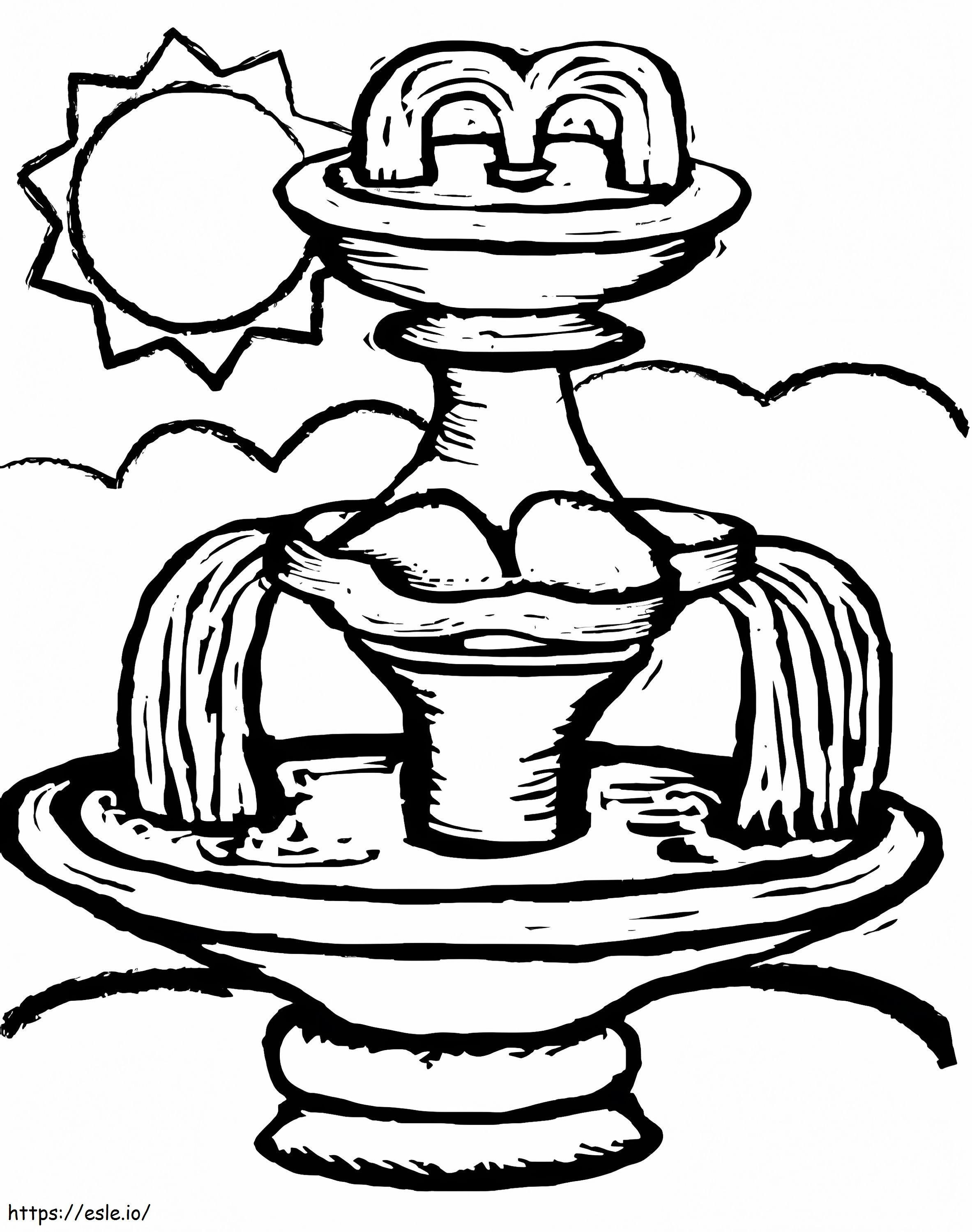 Sun And Fountain coloring page