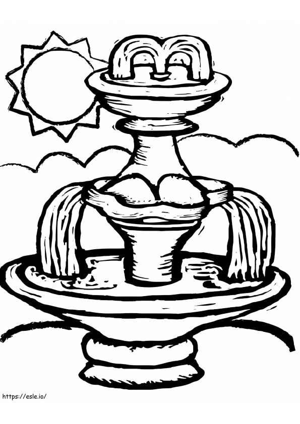 Sun And Fountain coloring page