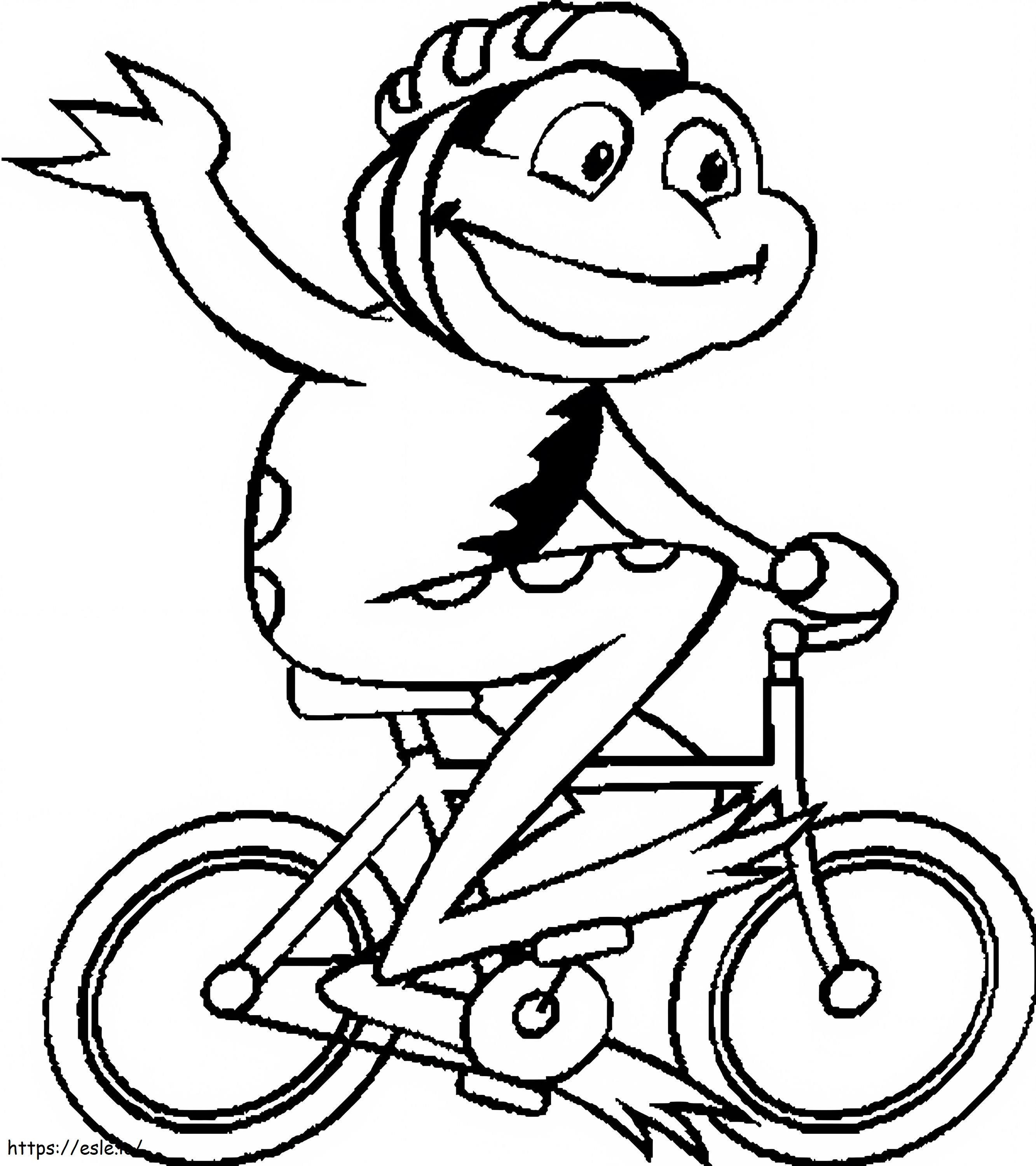 Frog On A Bike coloring page