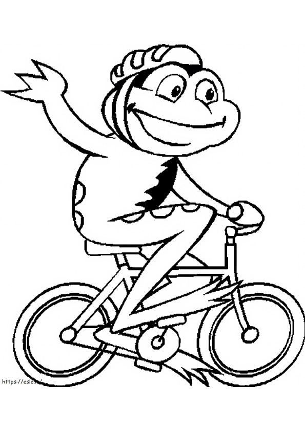 自転車に乗ったカエル ぬりえ - 塗り絵