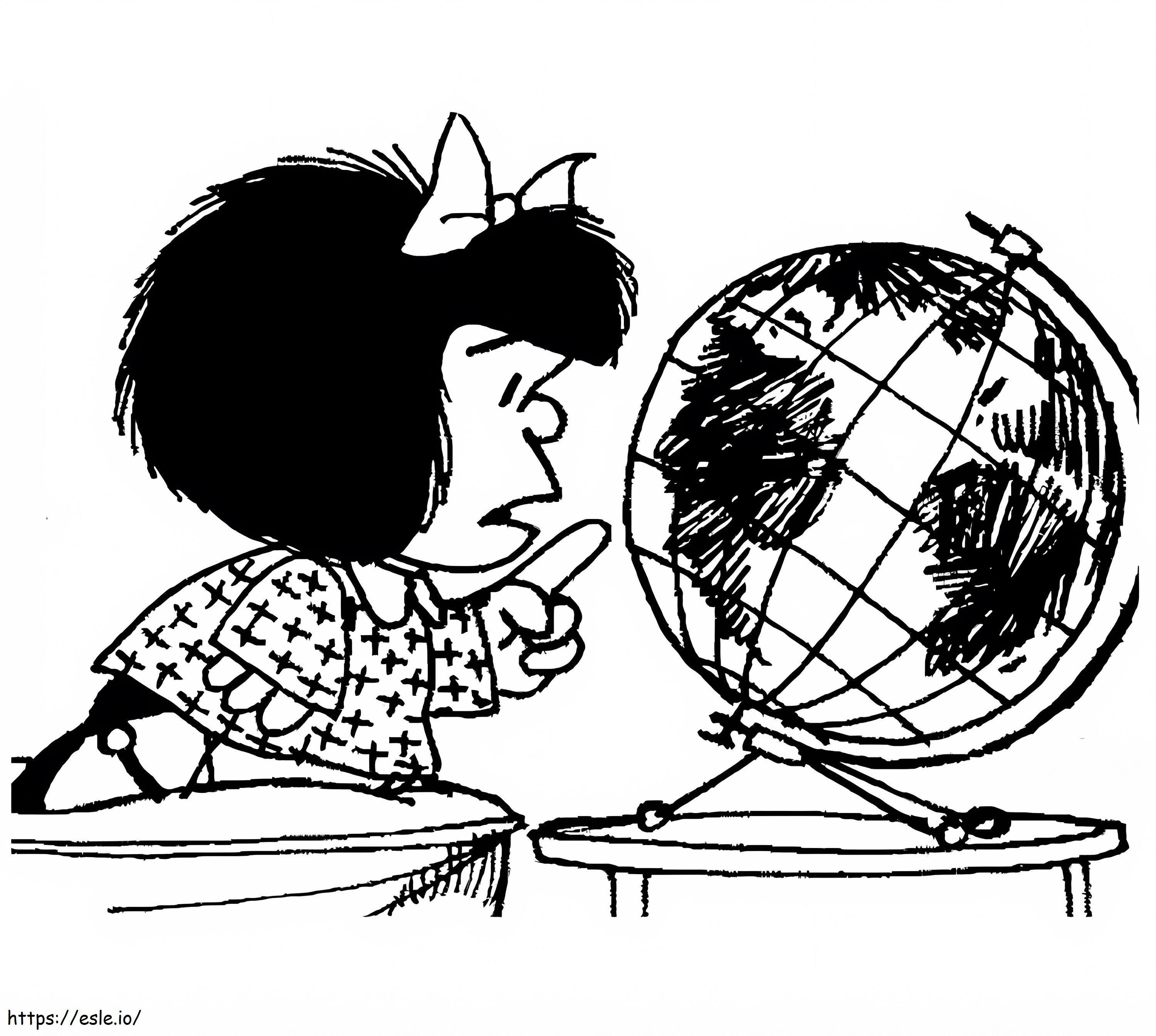 Mafalda Maapallolla värityskuva
