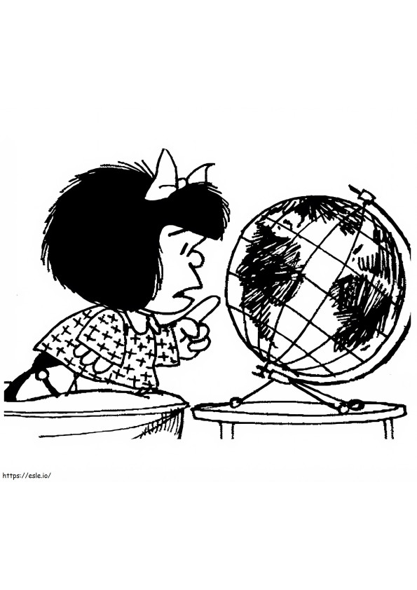 Mafalda com globo para colorir