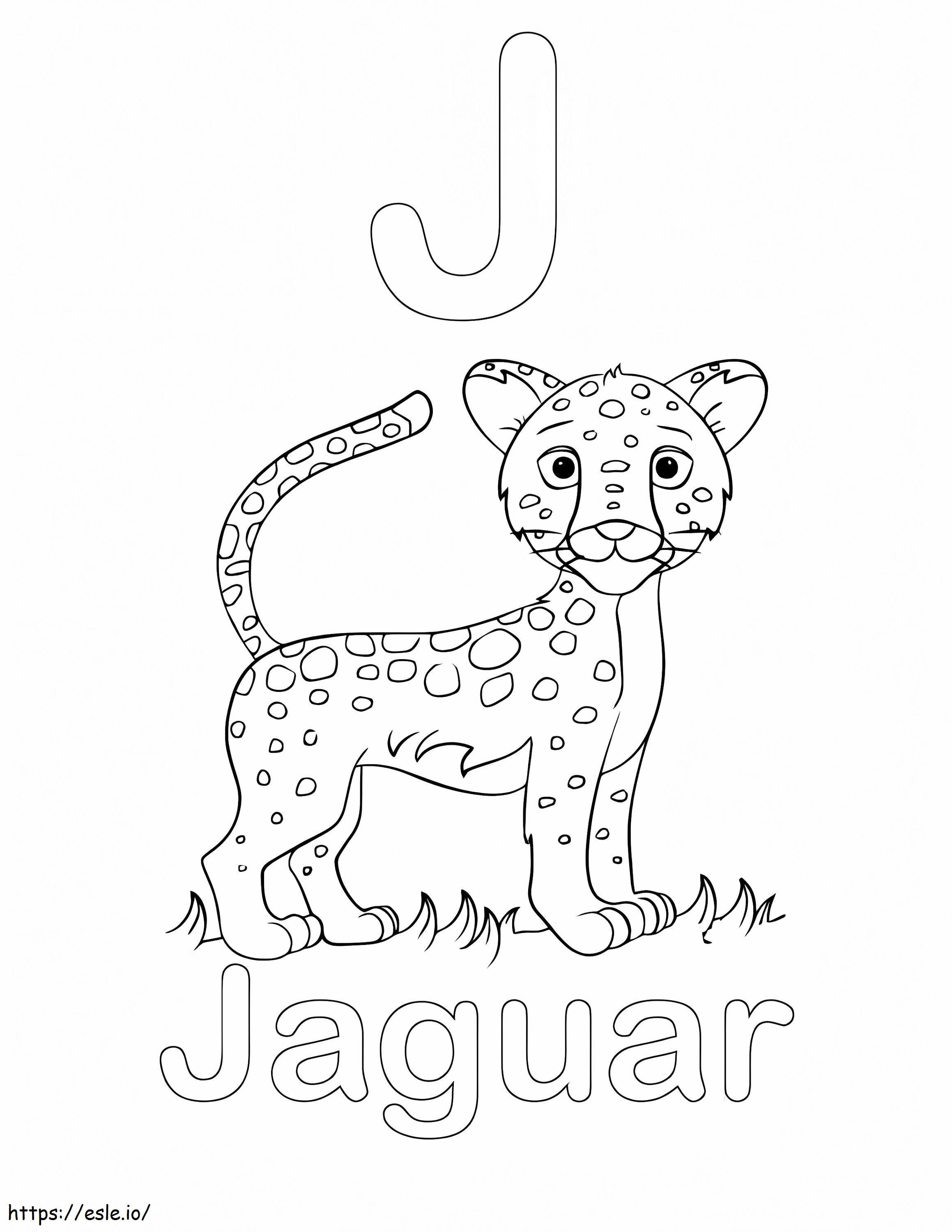 Letter J en Jaguar kleurplaat kleurplaat