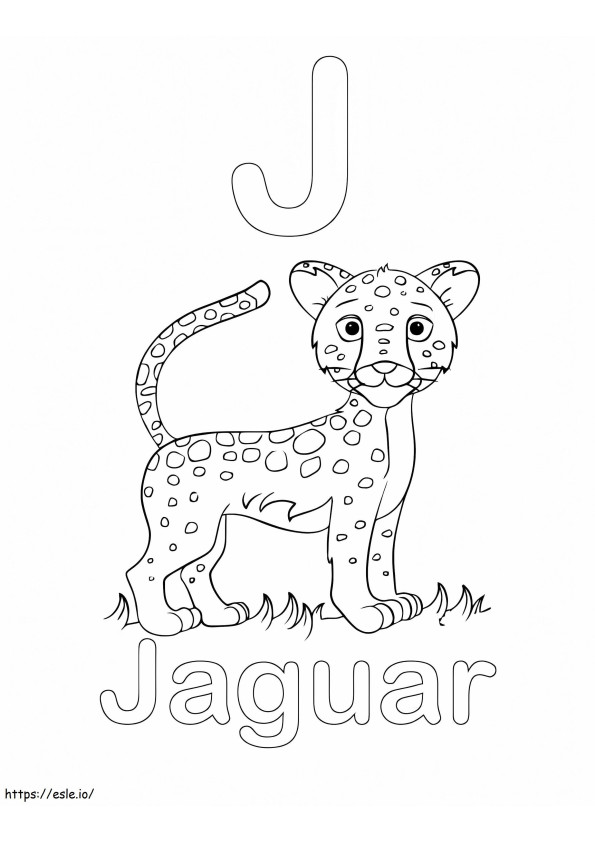 Coloriage Lettre J et Jaguar à imprimer dessin