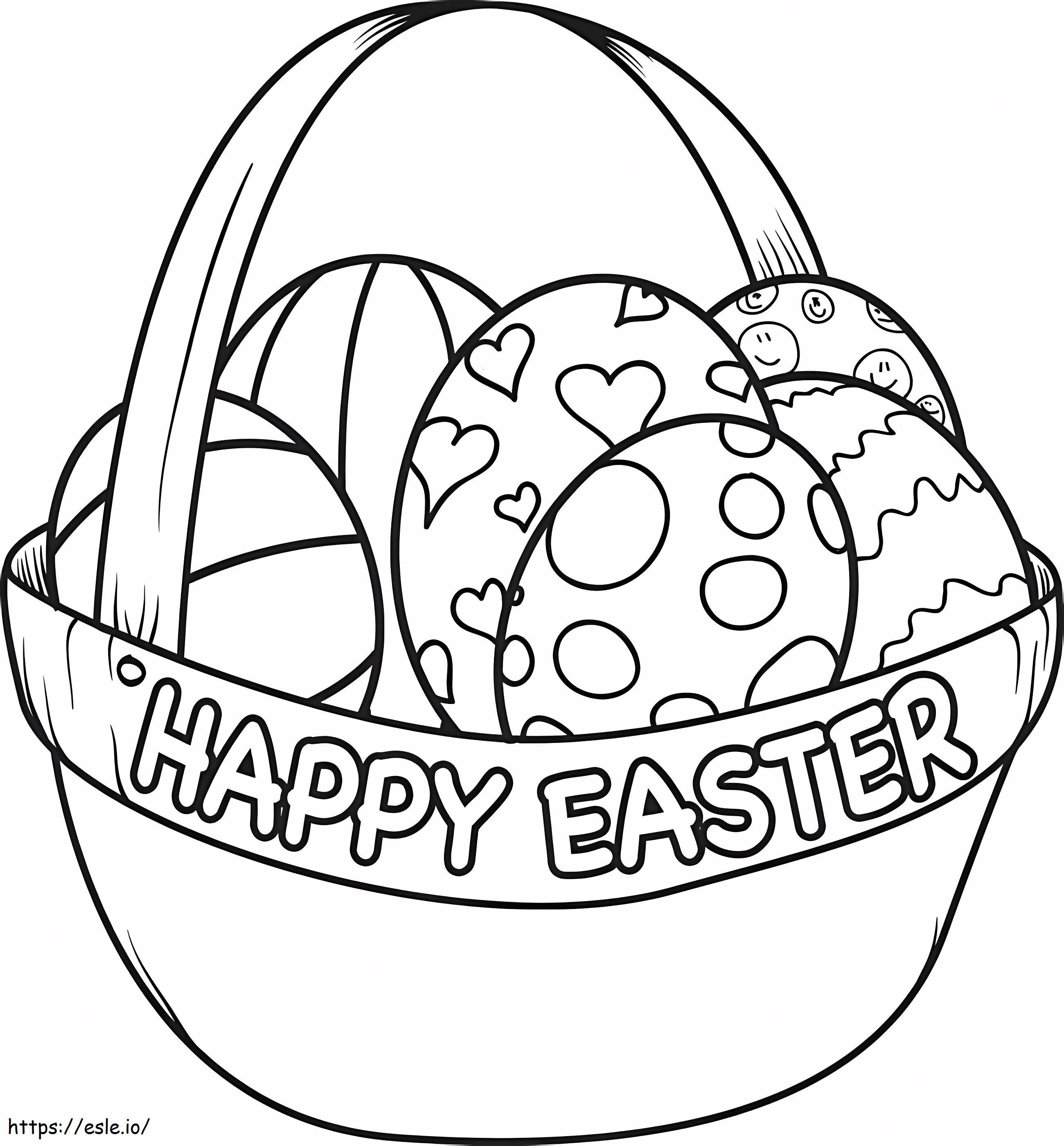Happy Easter Eggs Basket coloring page