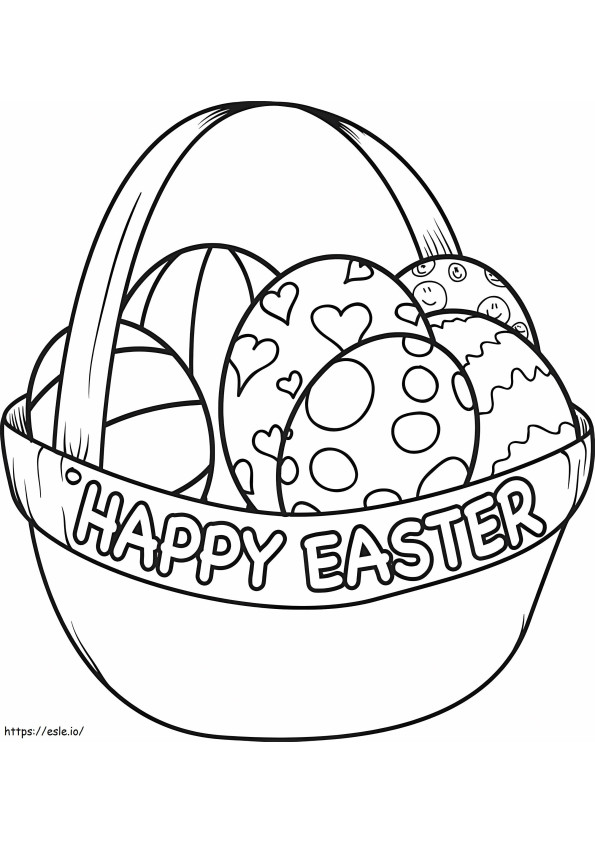 Boldog húsvéti tojáskosár kifestő