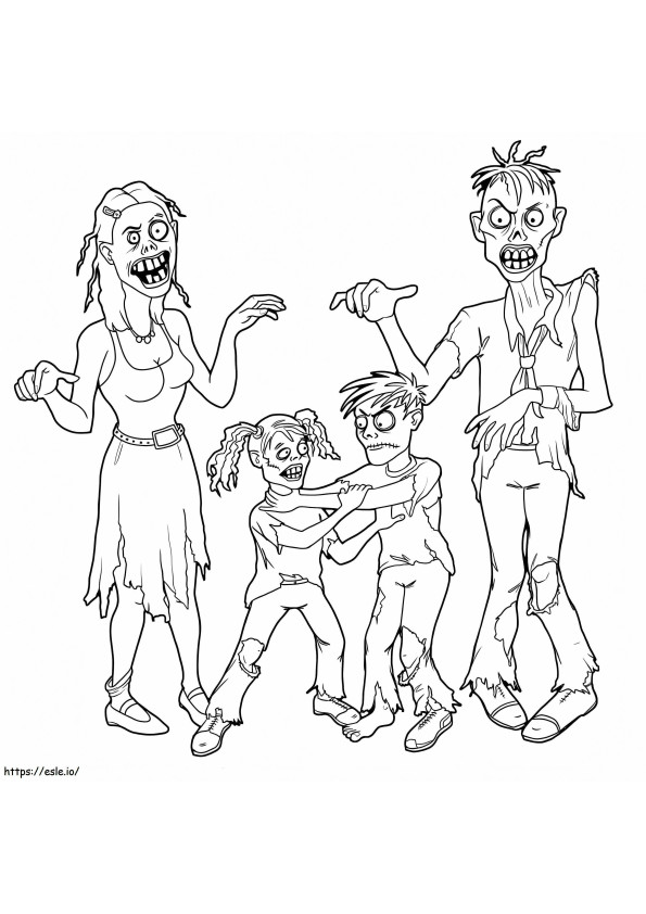 Zombien perhe värityskuva