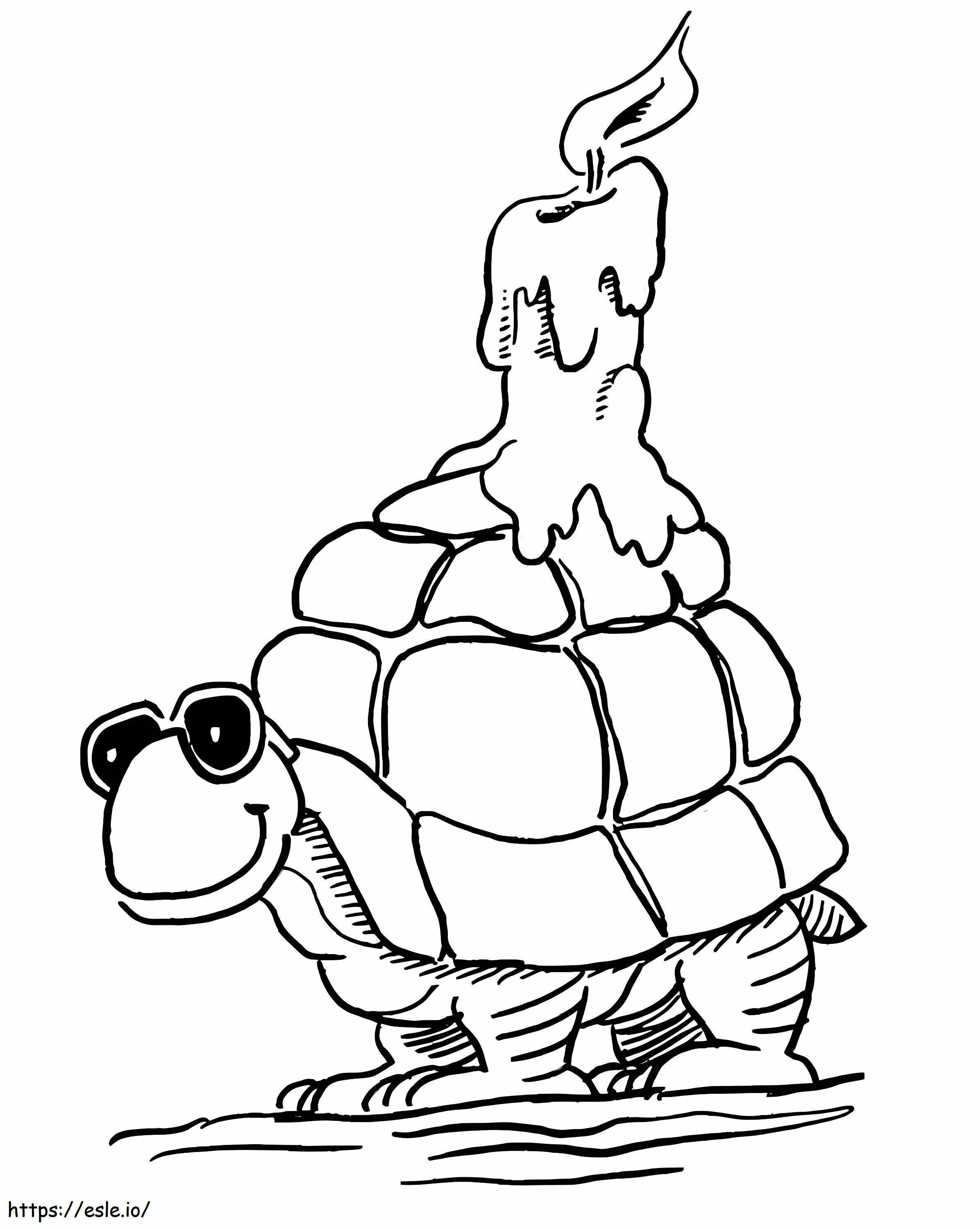 Lachende Schildpad Met Kaars kleurplaat kleurplaat
