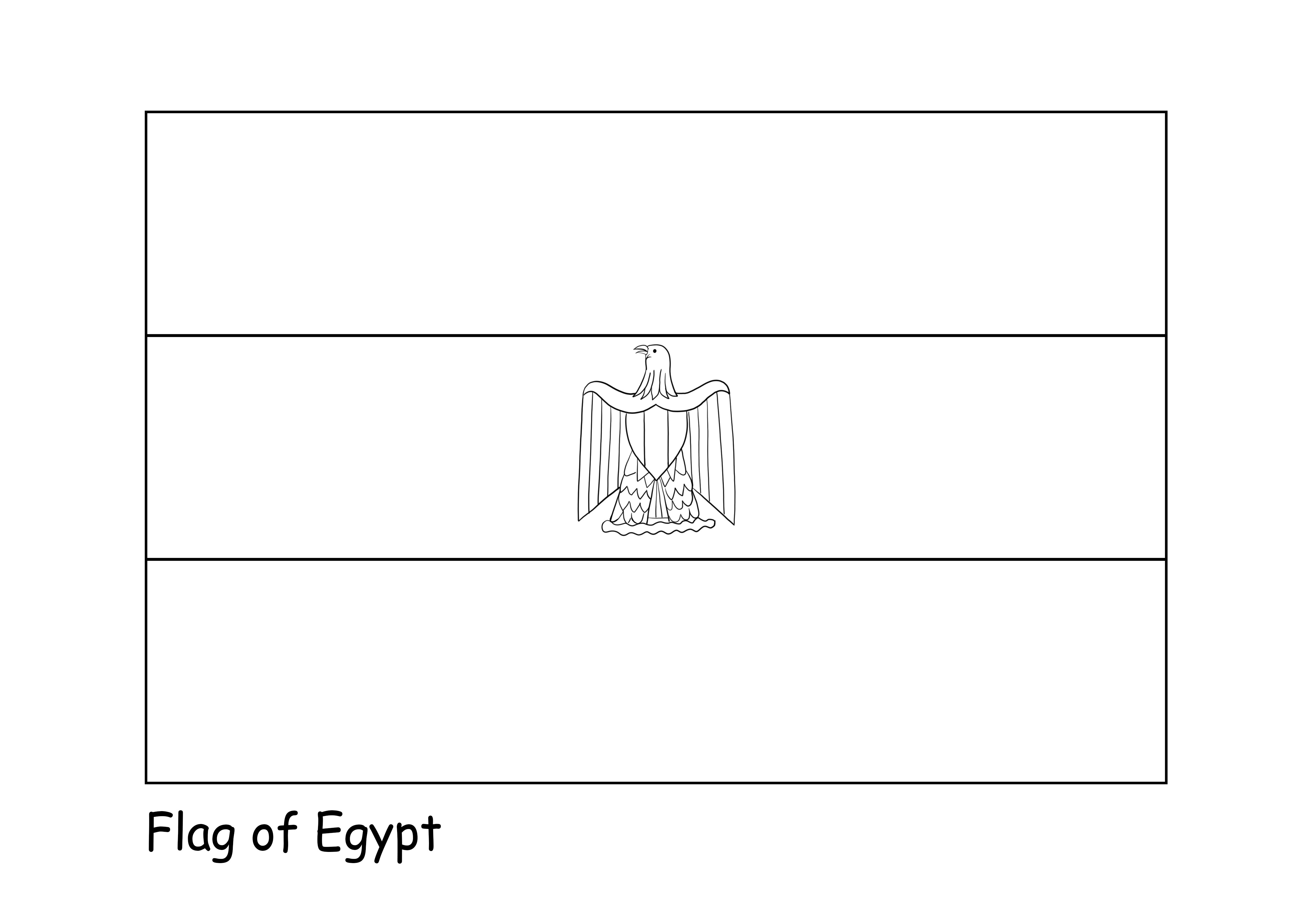 Koloruj i drukuj obraz z flagą Egiptu za darmo