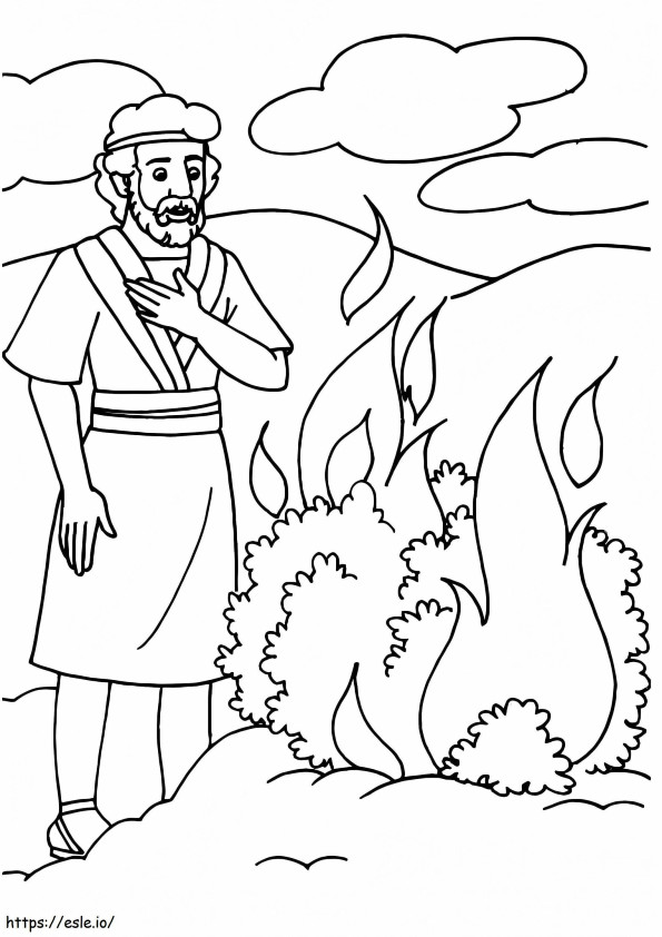 Mozes en de brandende braamstruik kleurplaat