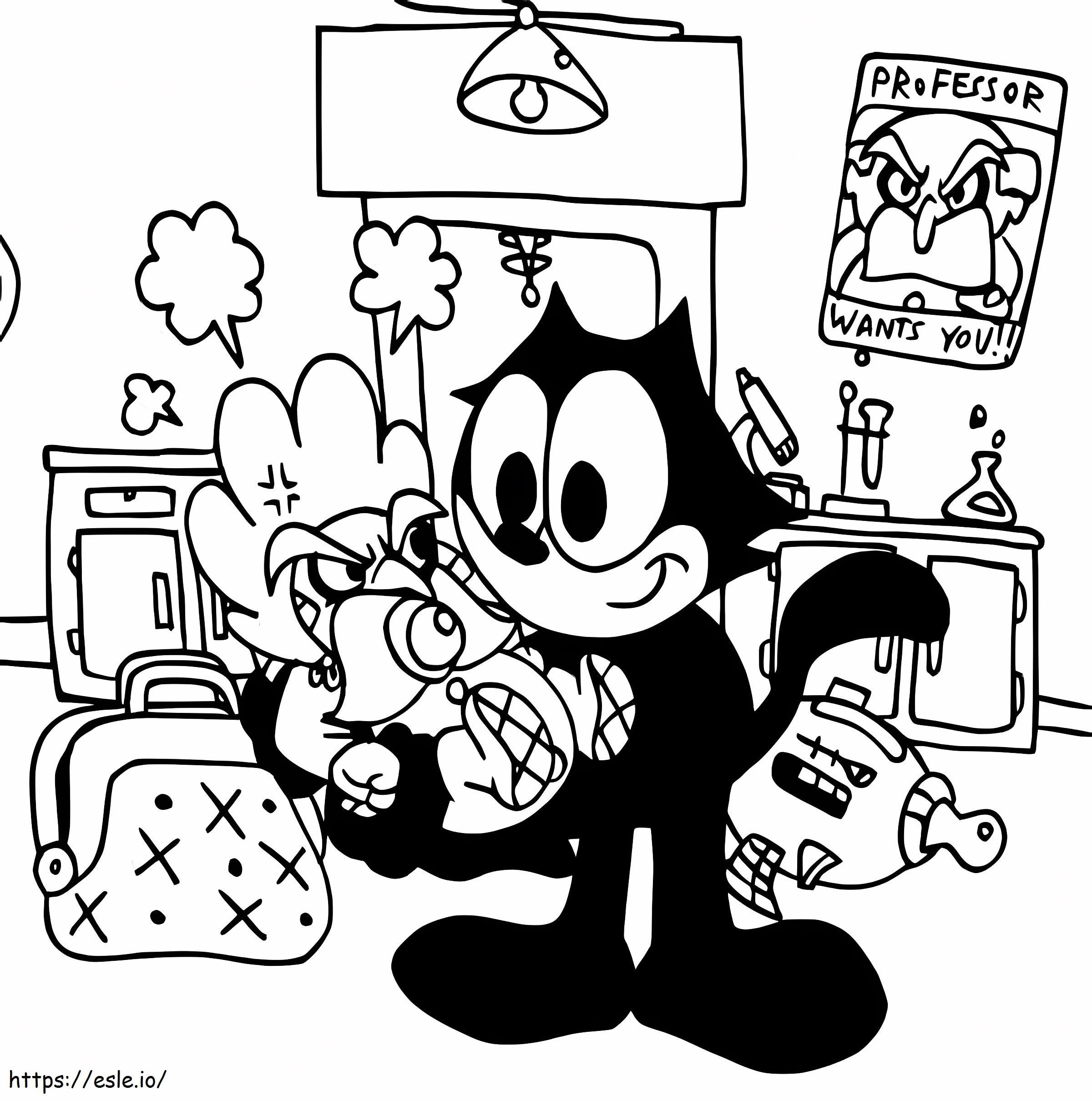 Coloriage Félix le chat et le bébé professeur à imprimer dessin