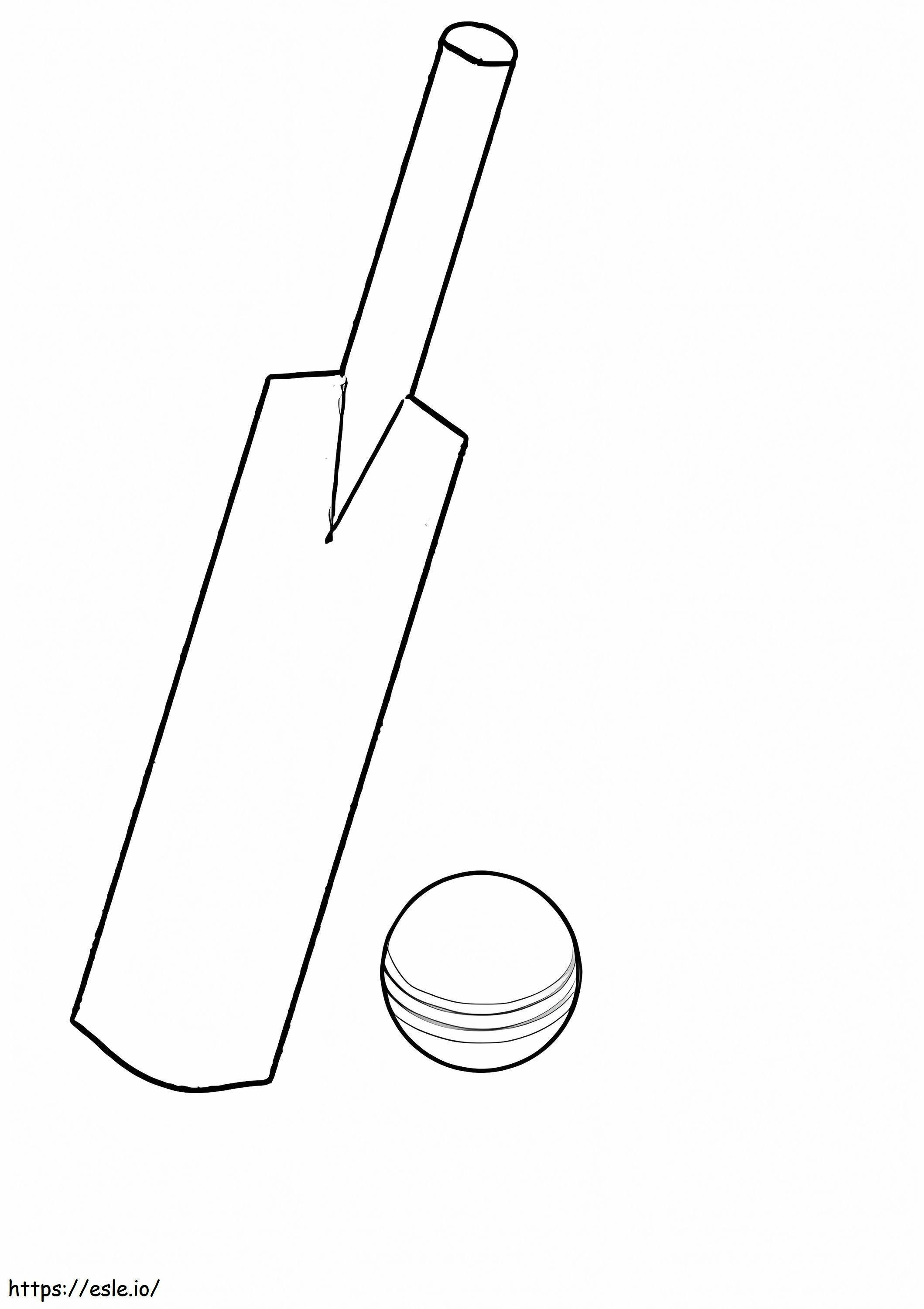 Bate y pelota de críquet para colorear