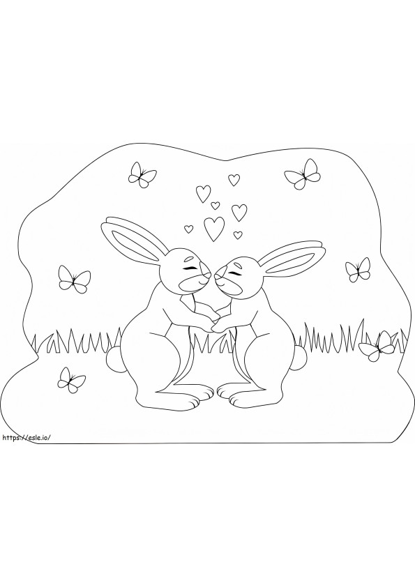 Rabbits In Love coloring page