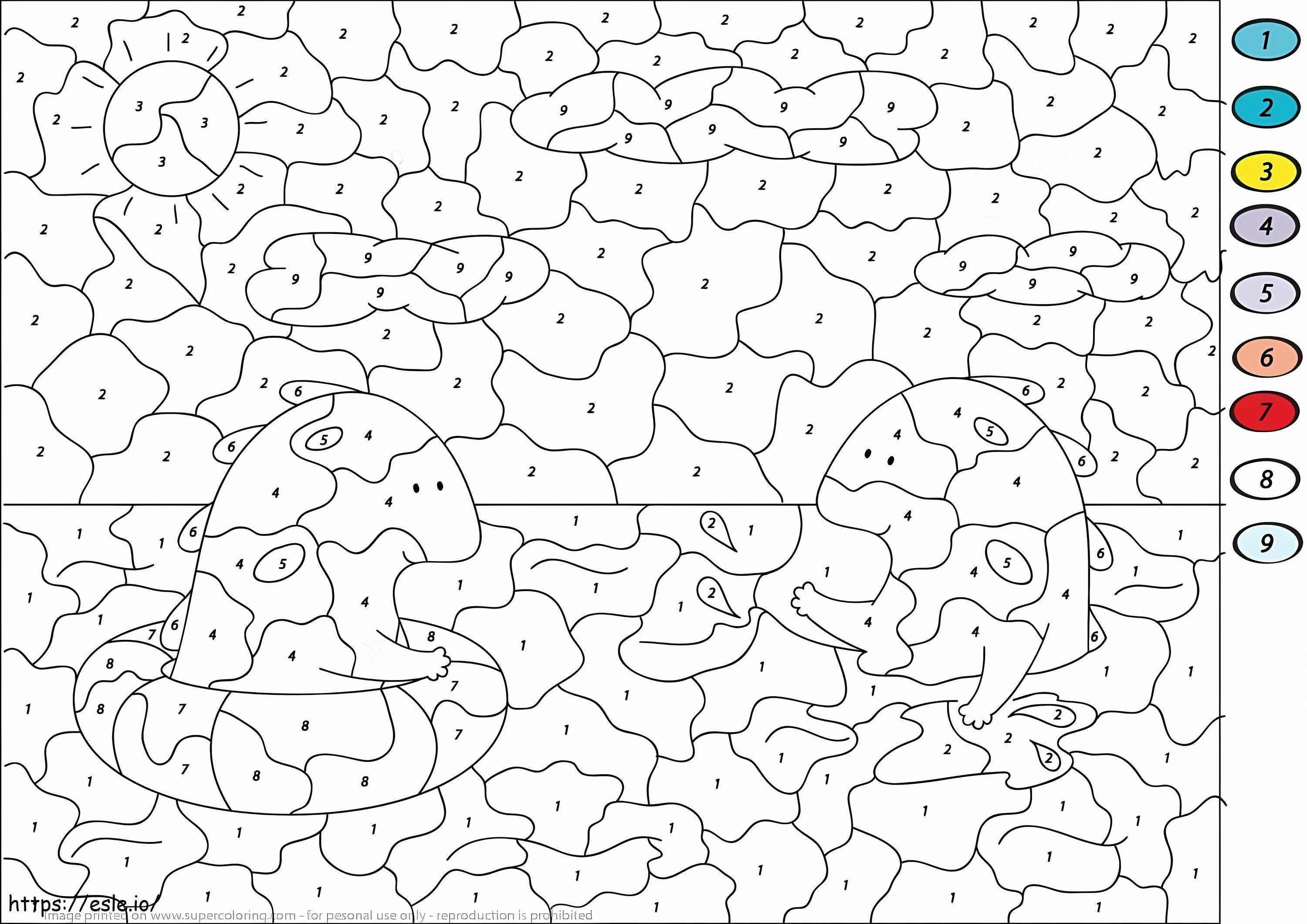 Coloriage Couleur de dragon mignon par numéro à imprimer dessin