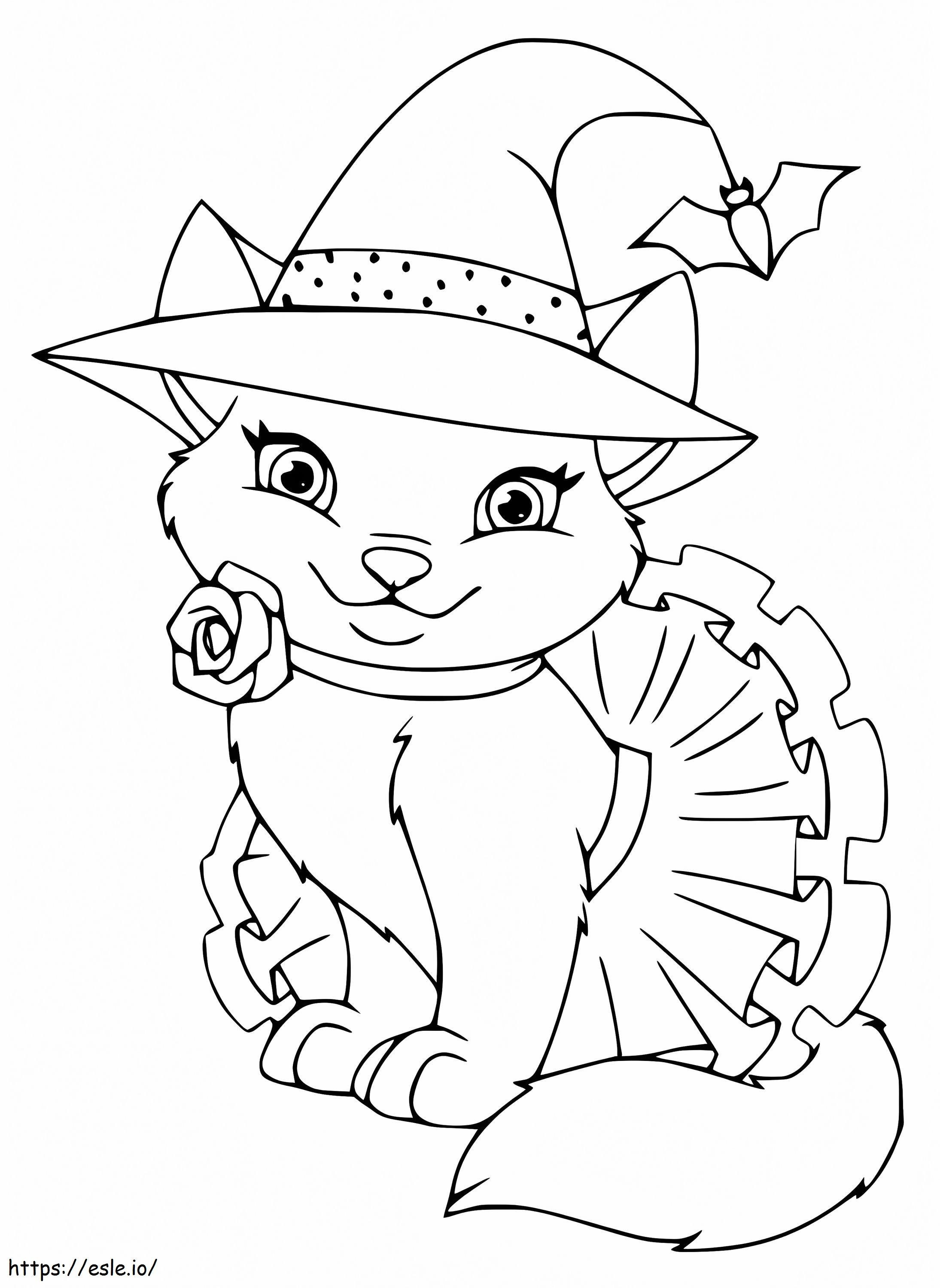 Coloriage Joli chat d'Halloween à imprimer dessin