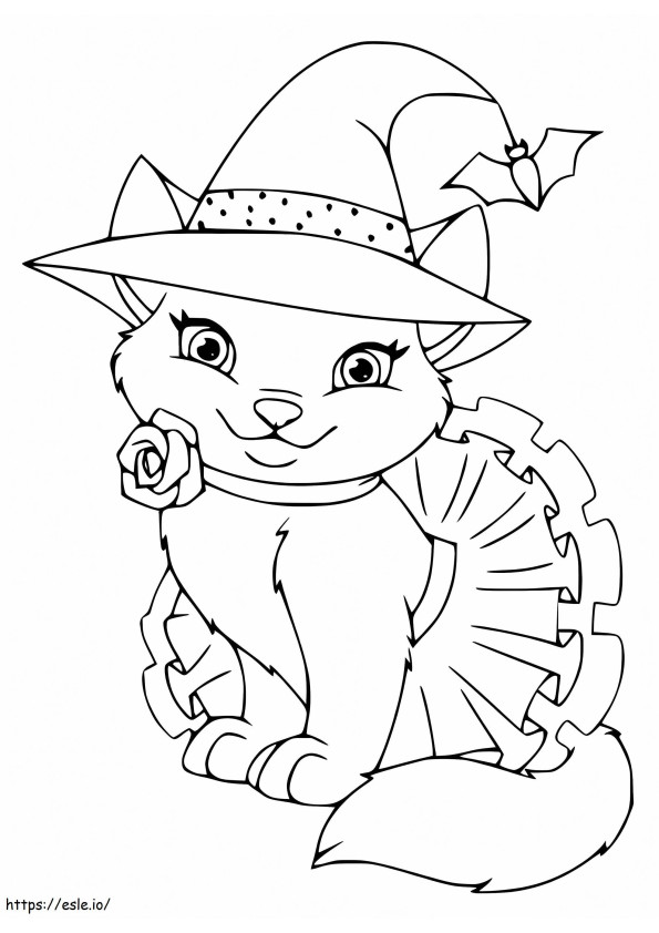 Pretty Halloween Cat coloring page