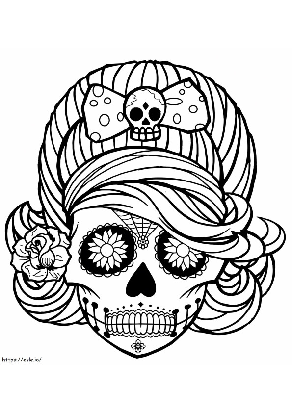 Skull Woman Halloween värityskuva
