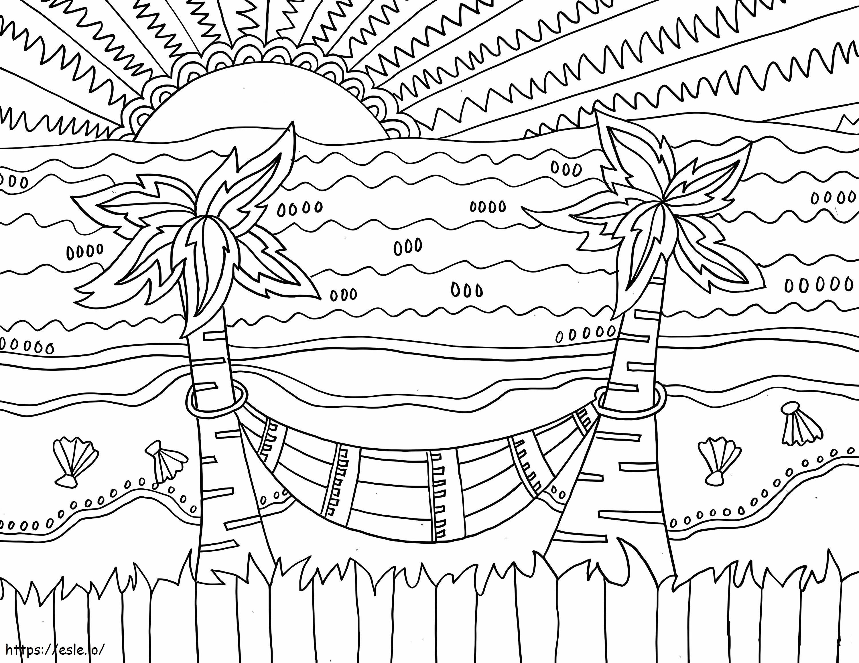 Coloriage Magnifique paysage au coucher du soleil à imprimer dessin