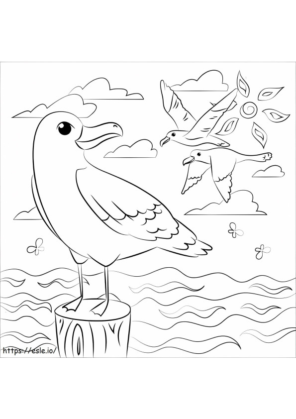 Three Seagulls coloring page