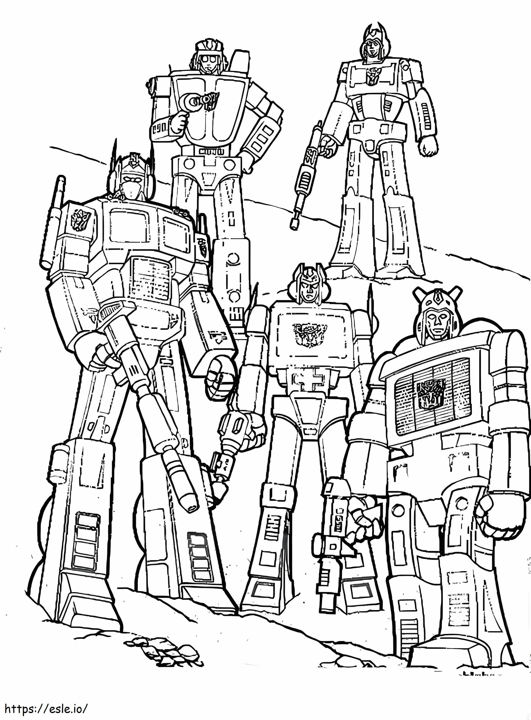 5 Autobots coloring page