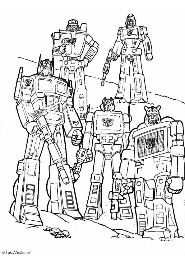 5 Autobots coloring page