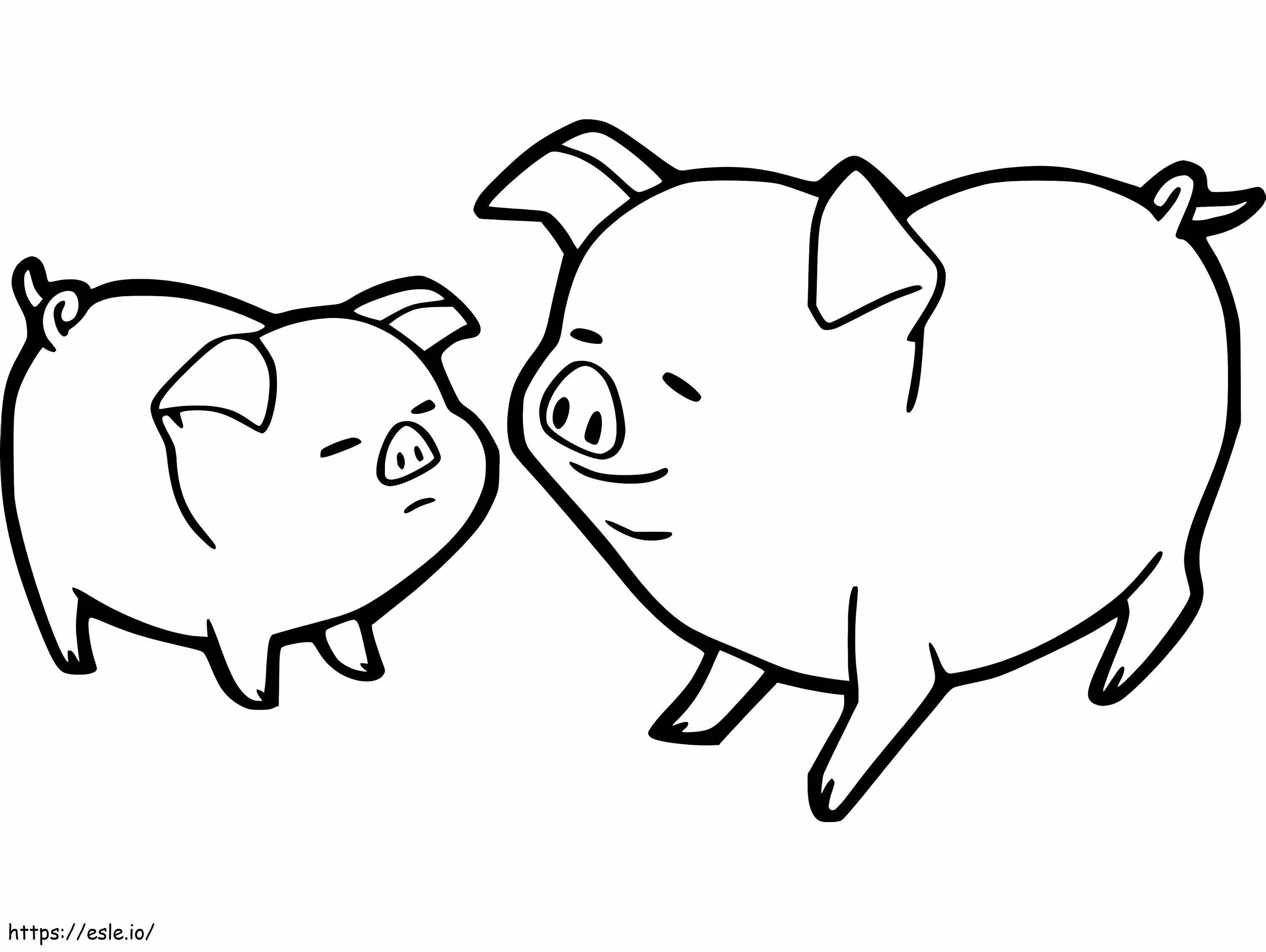 Coloriage Bébés cochons à imprimer dessin