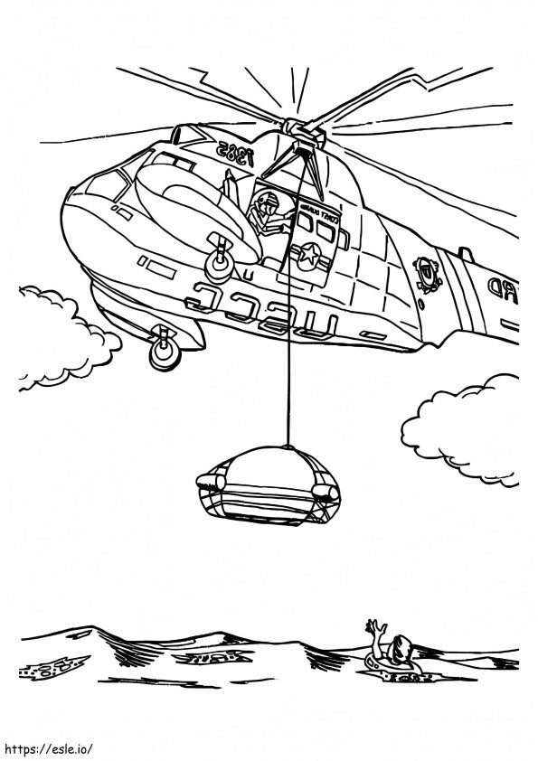 Helicopter Rescue At Sea Coloring4Free.Com_