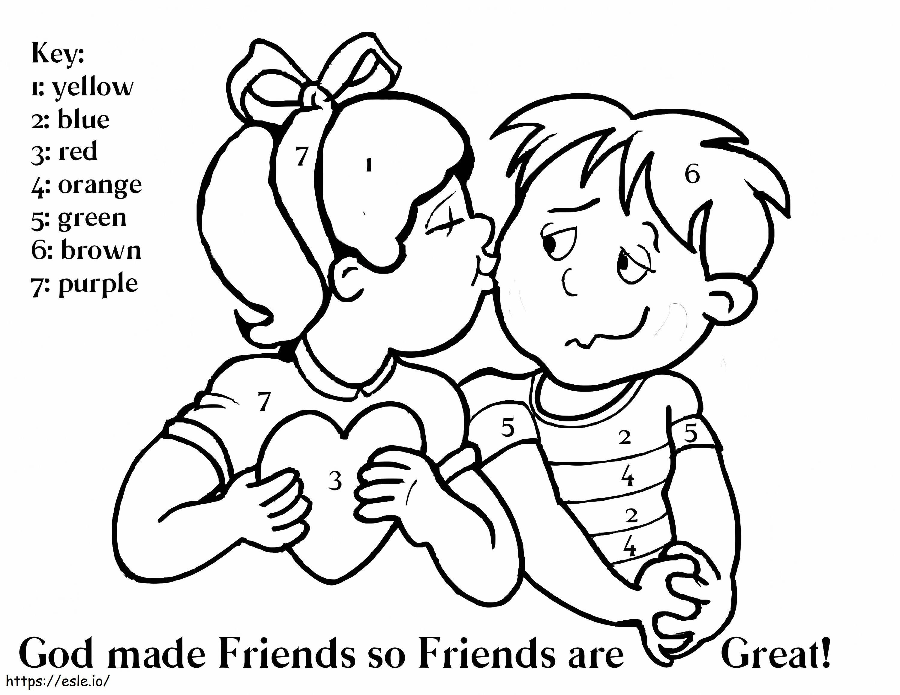 Kissing Color By Number coloring page