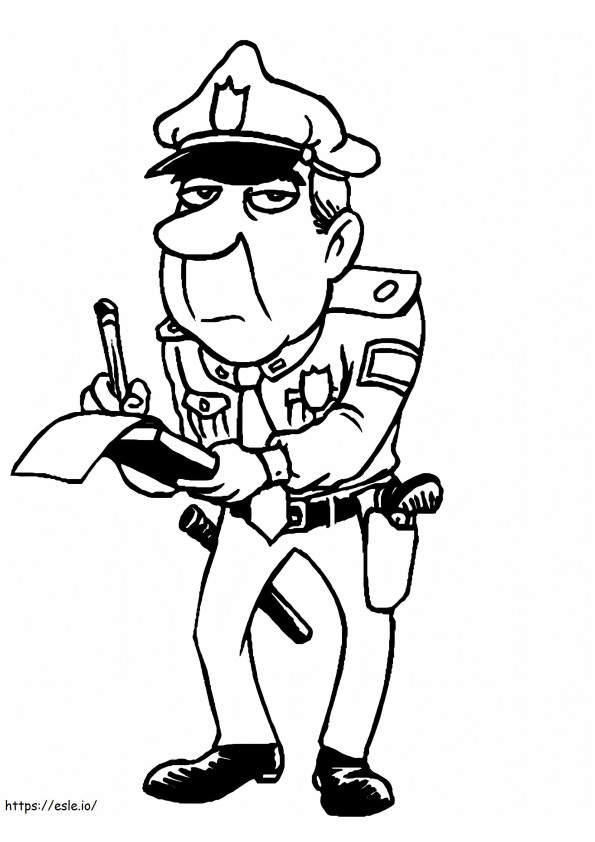 Scrittura divertente di un poliziotto da colorare
