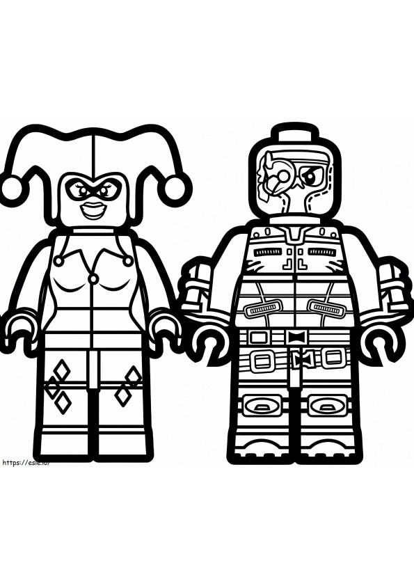 Coloriage LEGO Harley Quinn et son ami à imprimer dessin