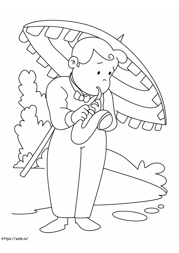 Boy Playing Saxophone coloring page