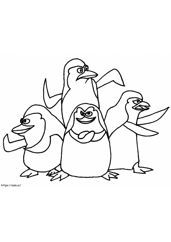Pinguins engraçados de Madagascar para colorir