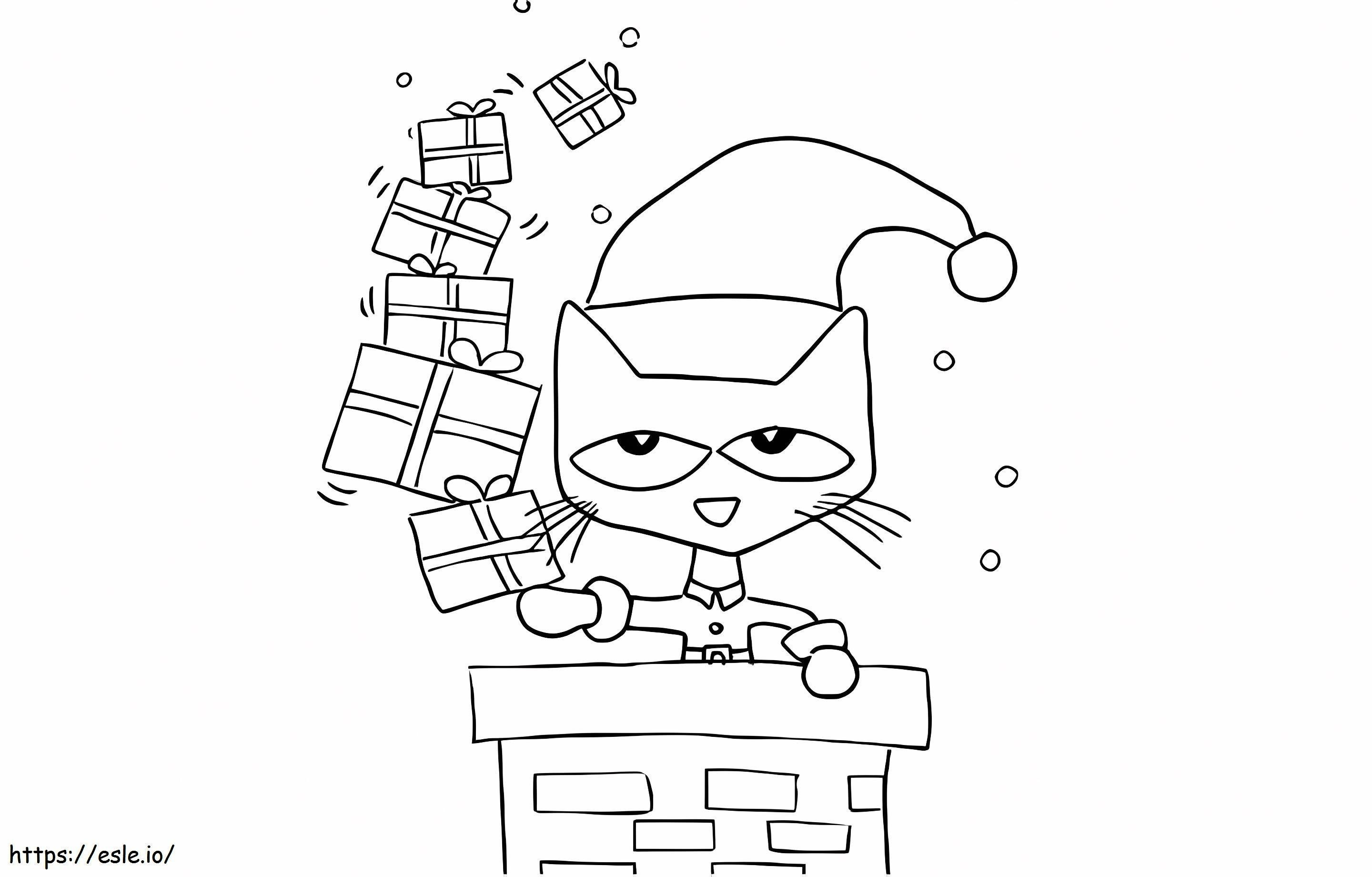 Coloriage Pete le chat Noël à imprimer dessin