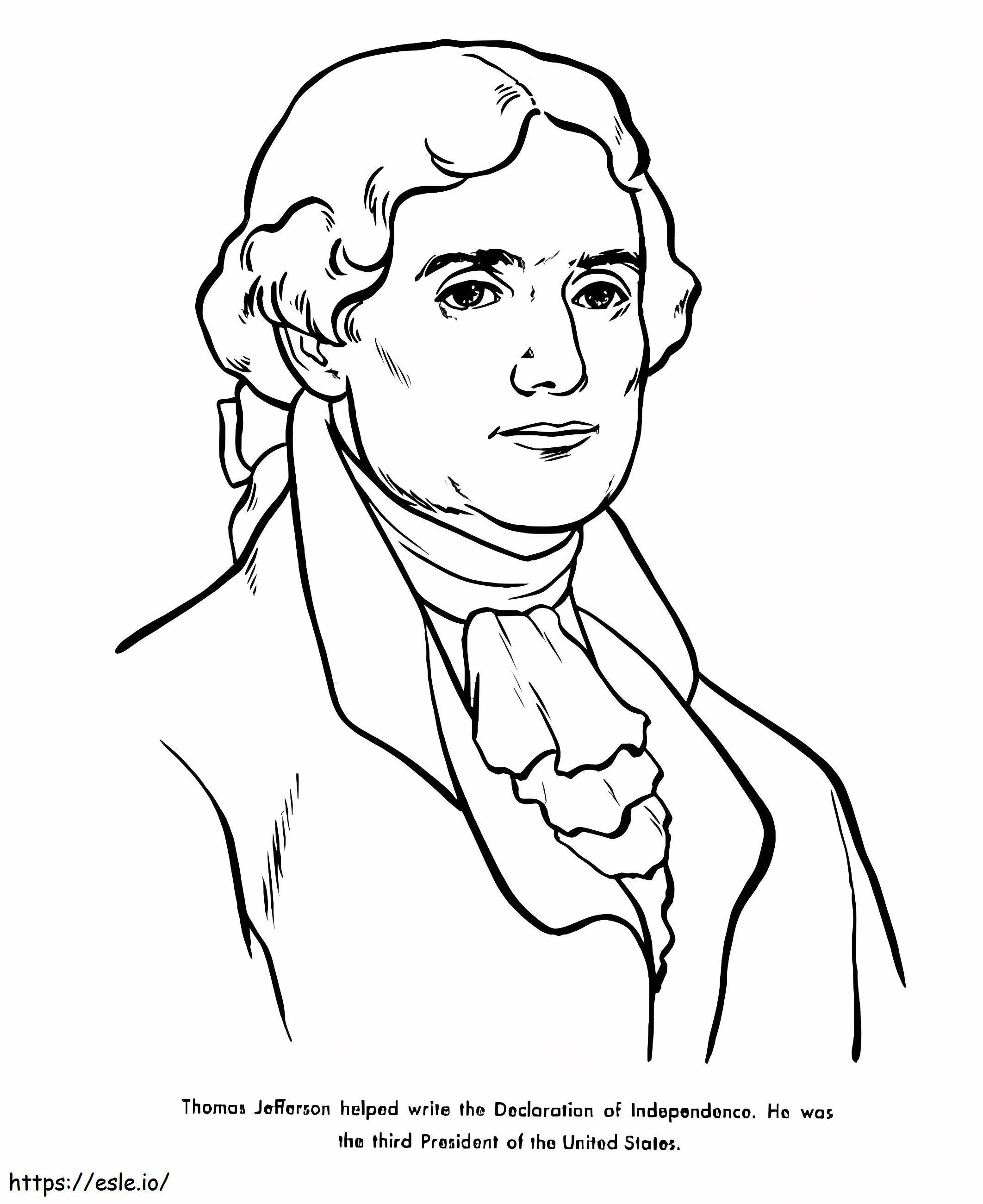 Coloriage Le président américain Thomas Jefferson à imprimer dessin