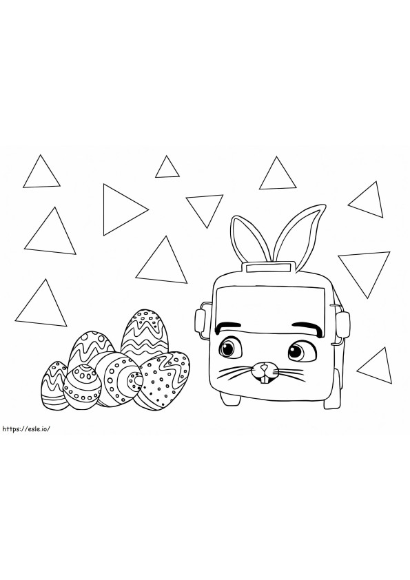 Coloriage Bus de Pâques Petit bébé clochard à imprimer dessin