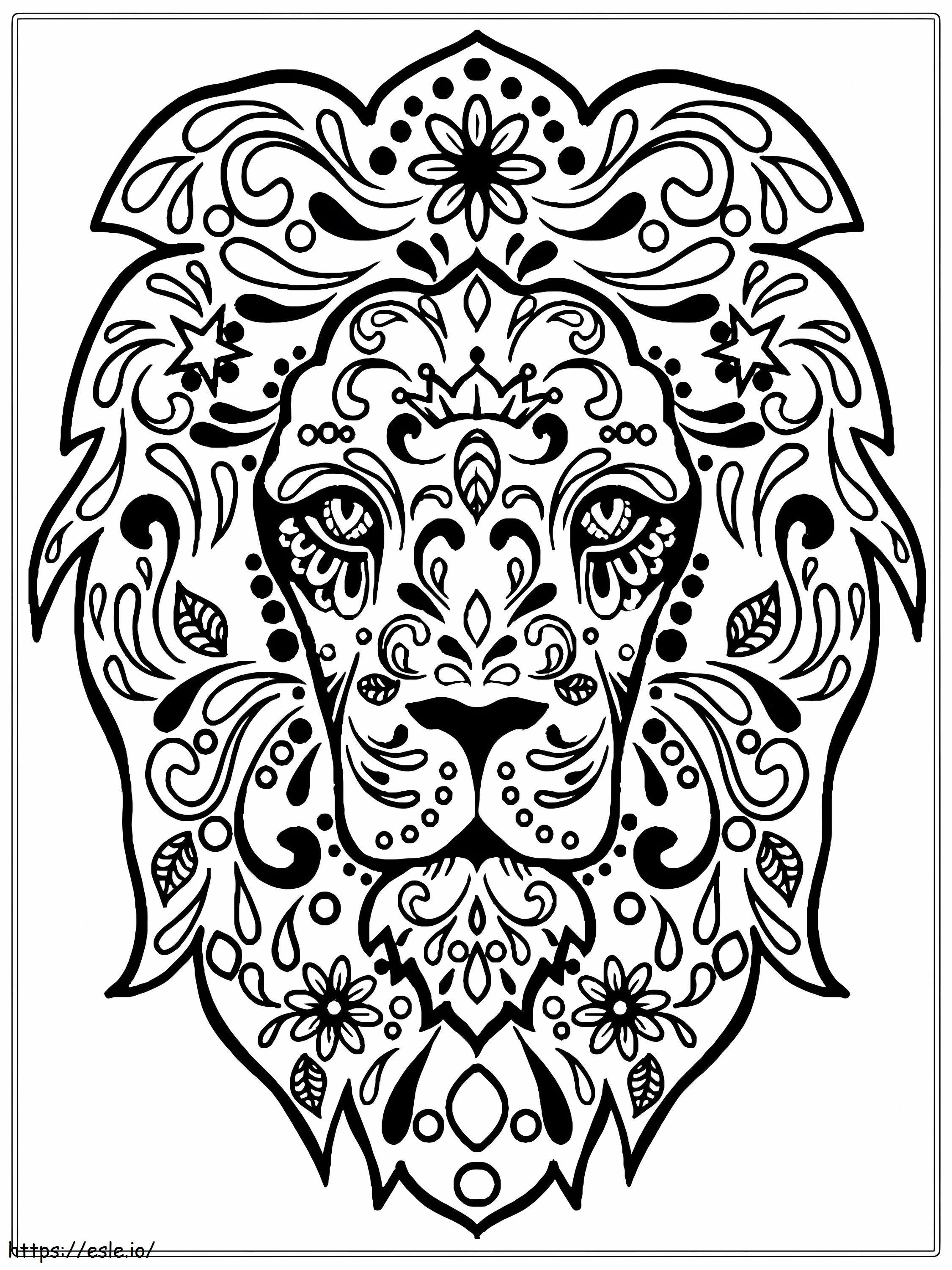 Coloriage Mandala visage de lion à imprimer dessin