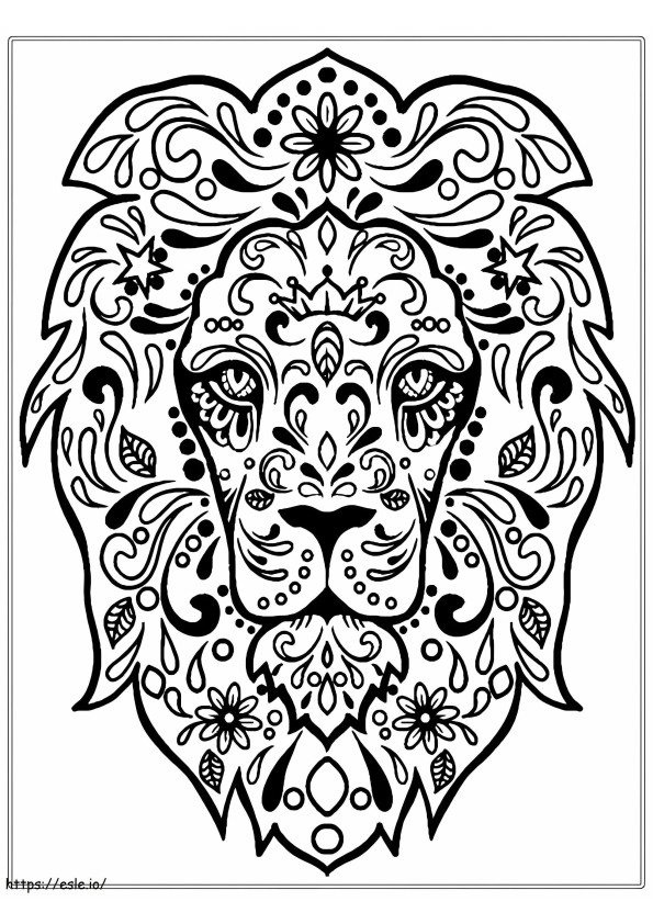 Coloriage Mandala visage de lion à imprimer dessin