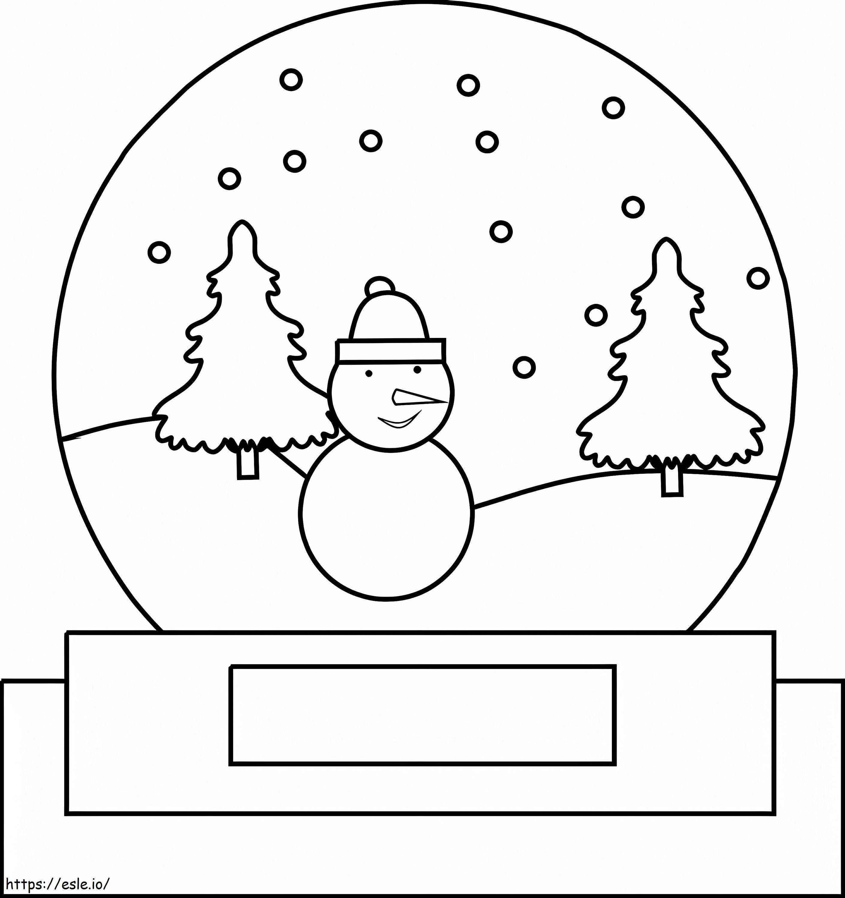 Globo de neve com boneco de neve para colorir