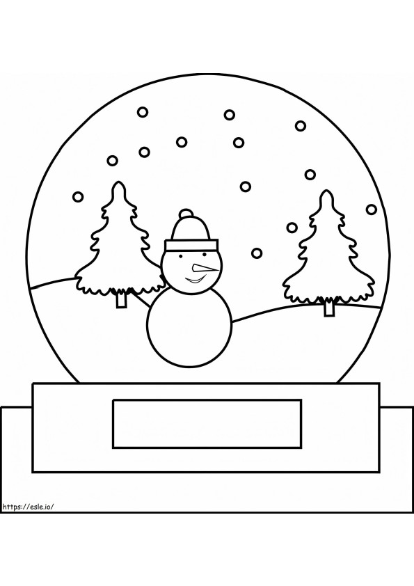 Coloriage Boule à neige avec bonhomme de neige à imprimer dessin