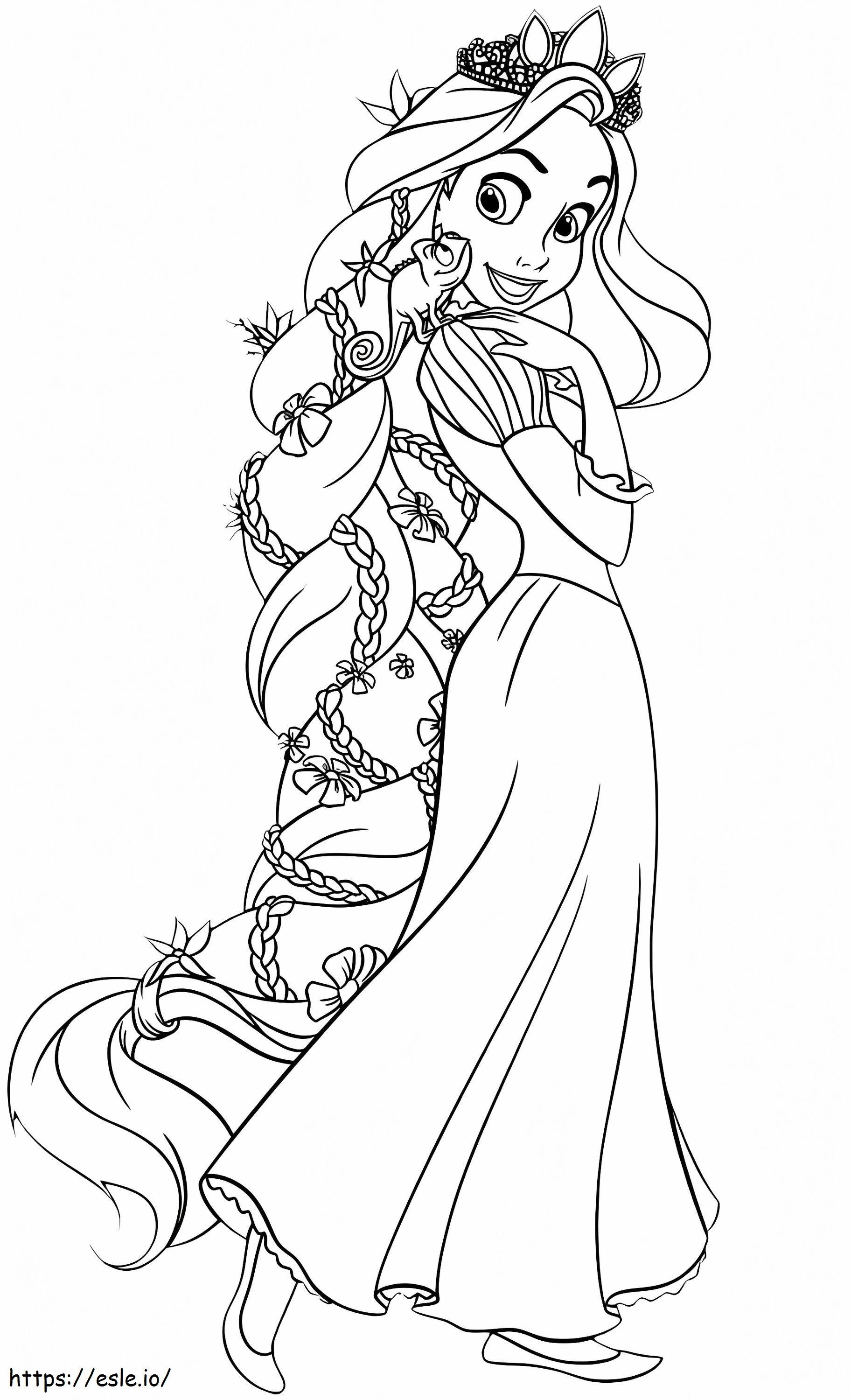 Fun Rapunzel With Gecko coloring page