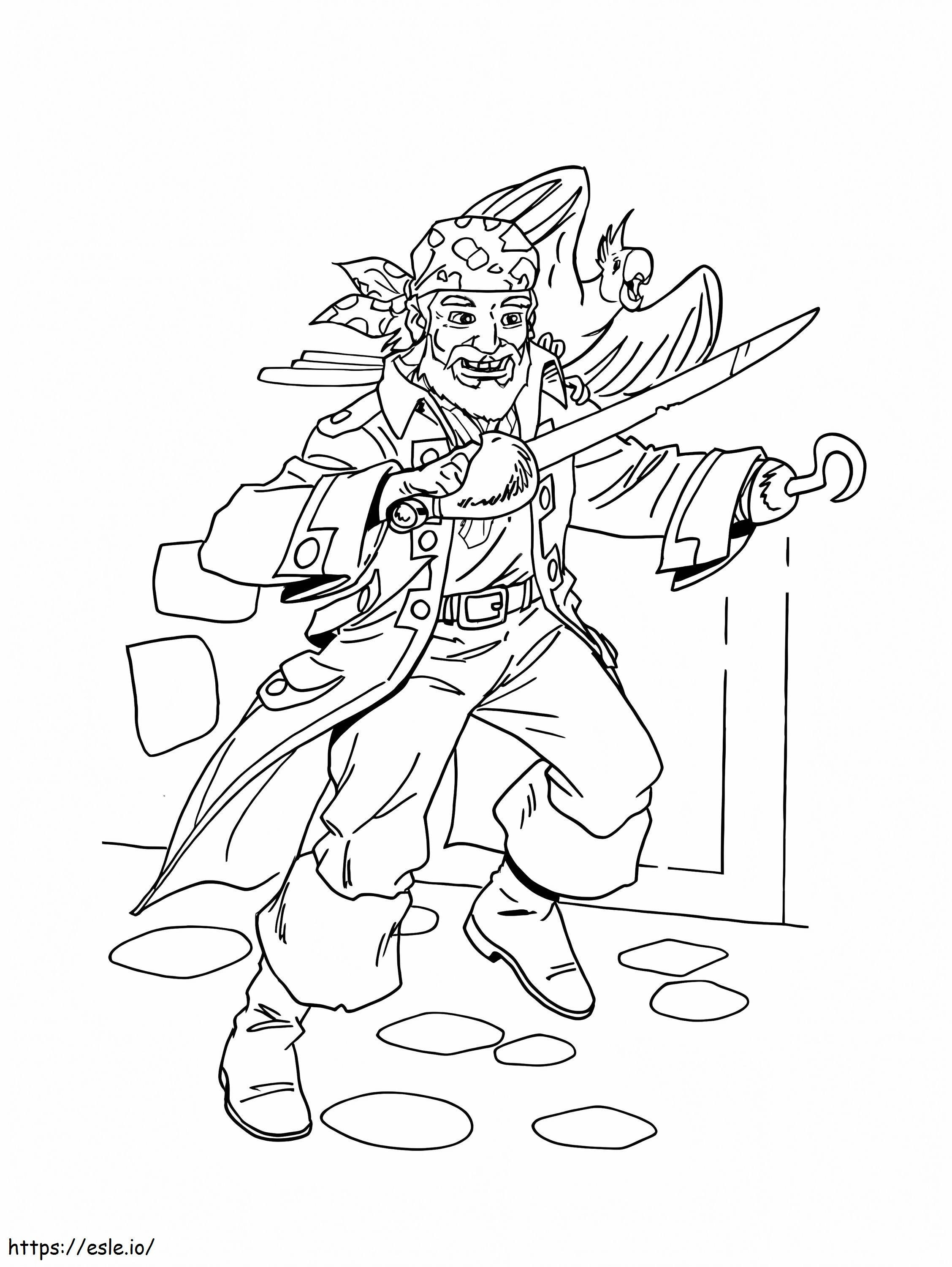 Pirate And His Parrot coloring page