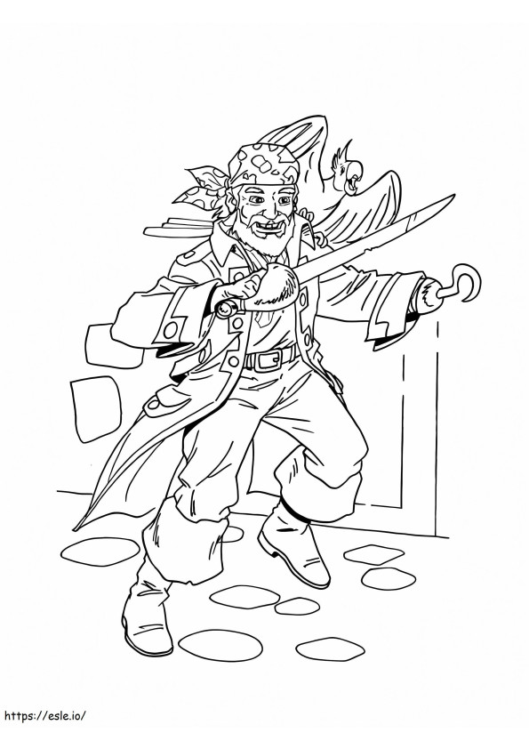 Pirate And His Parrot coloring page