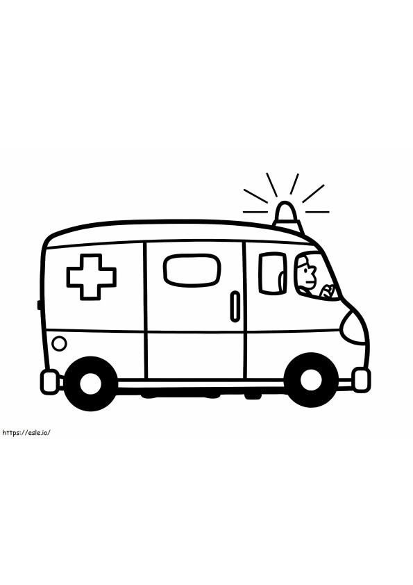 Coloriage Homme conduisant une ambulance à imprimer dessin