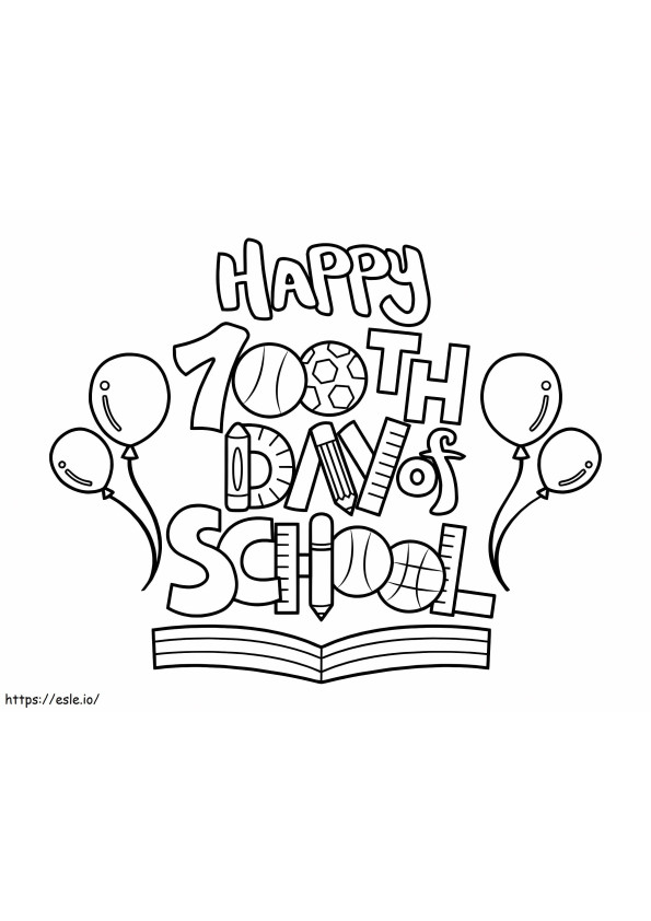 Printable Happy 100th Day of School de colorat
