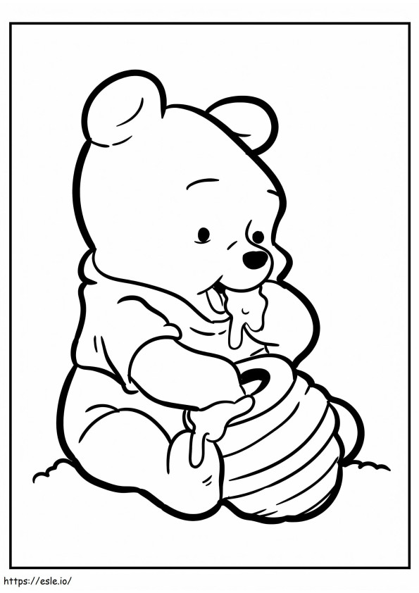 Winnie The Pooh Jar Eating Honey coloring page